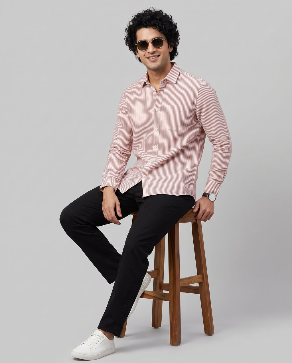 Full Sleeve Stripped Shirt - Red