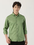 The Bleu Label Cotton Full Sleeve Solid Shirt - GREEN