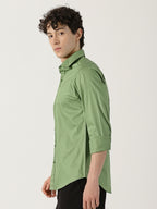 The Bleu Label Cotton Full Sleeve Solid Shirt - GREEN