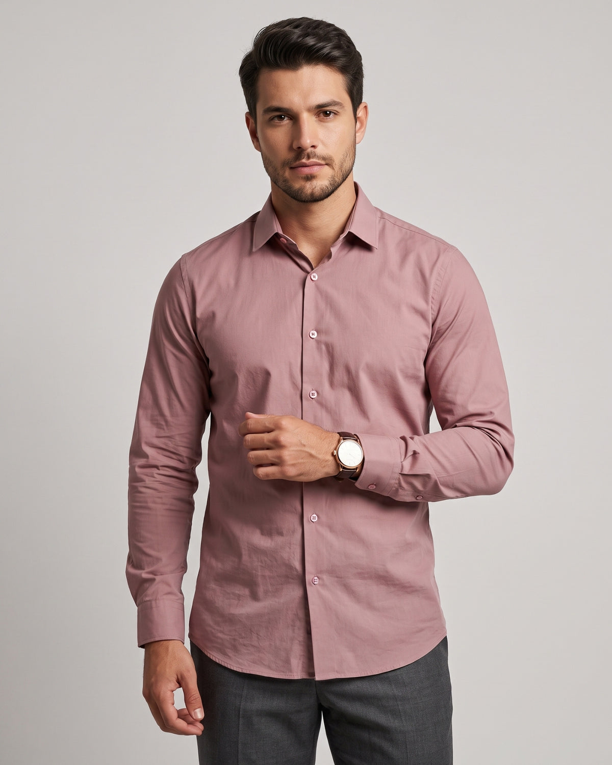 The Bleu Label Cotton Full Sleeve Solid Shirt - PINK
