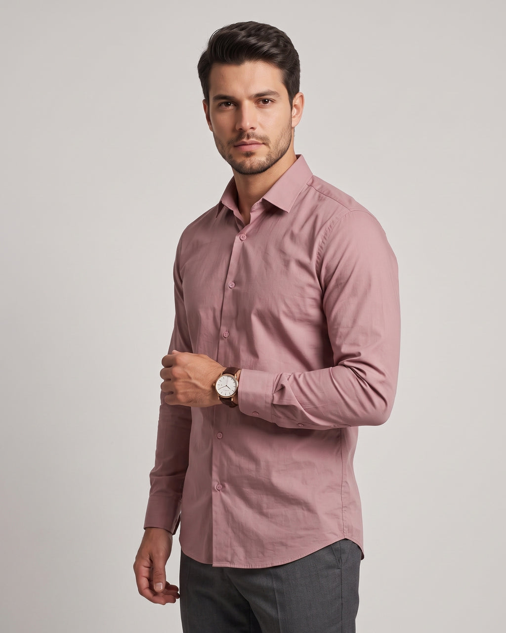 The Bleu Label Cotton Full Sleeve Solid Shirt - PINK