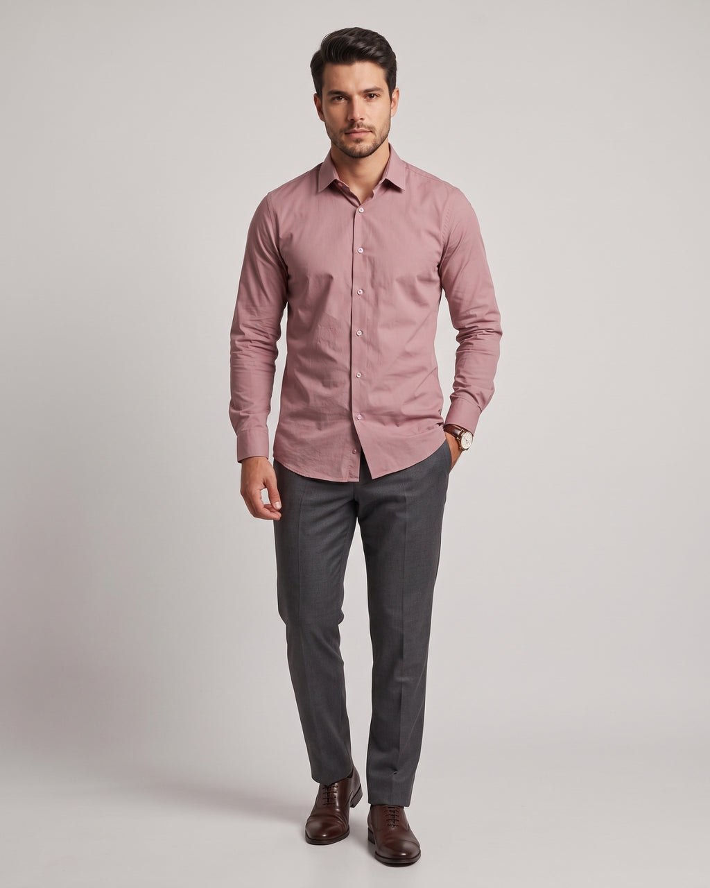The Bleu Label Cotton Full Sleeve Solid Shirt - PINK
