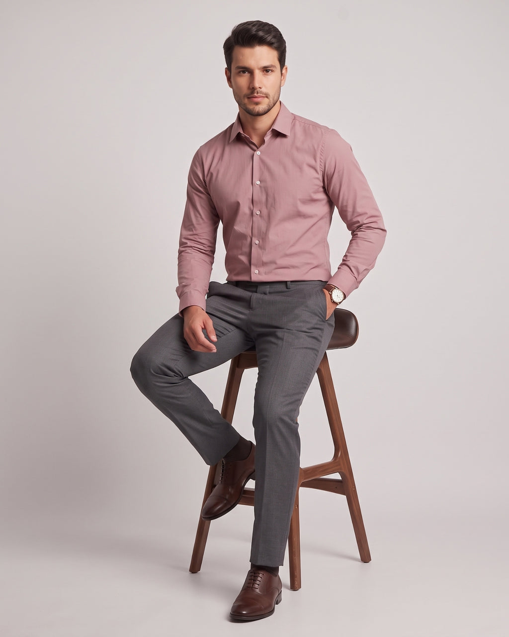 The Bleu Label Cotton Full Sleeve Solid Shirt - PINK