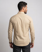 The Bleu Label Cotton Full Sleeve Solid Shirt - BEIGE