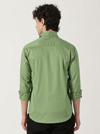 The Bleu Label Cotton Full Sleeve Solid Shirt - GREEN