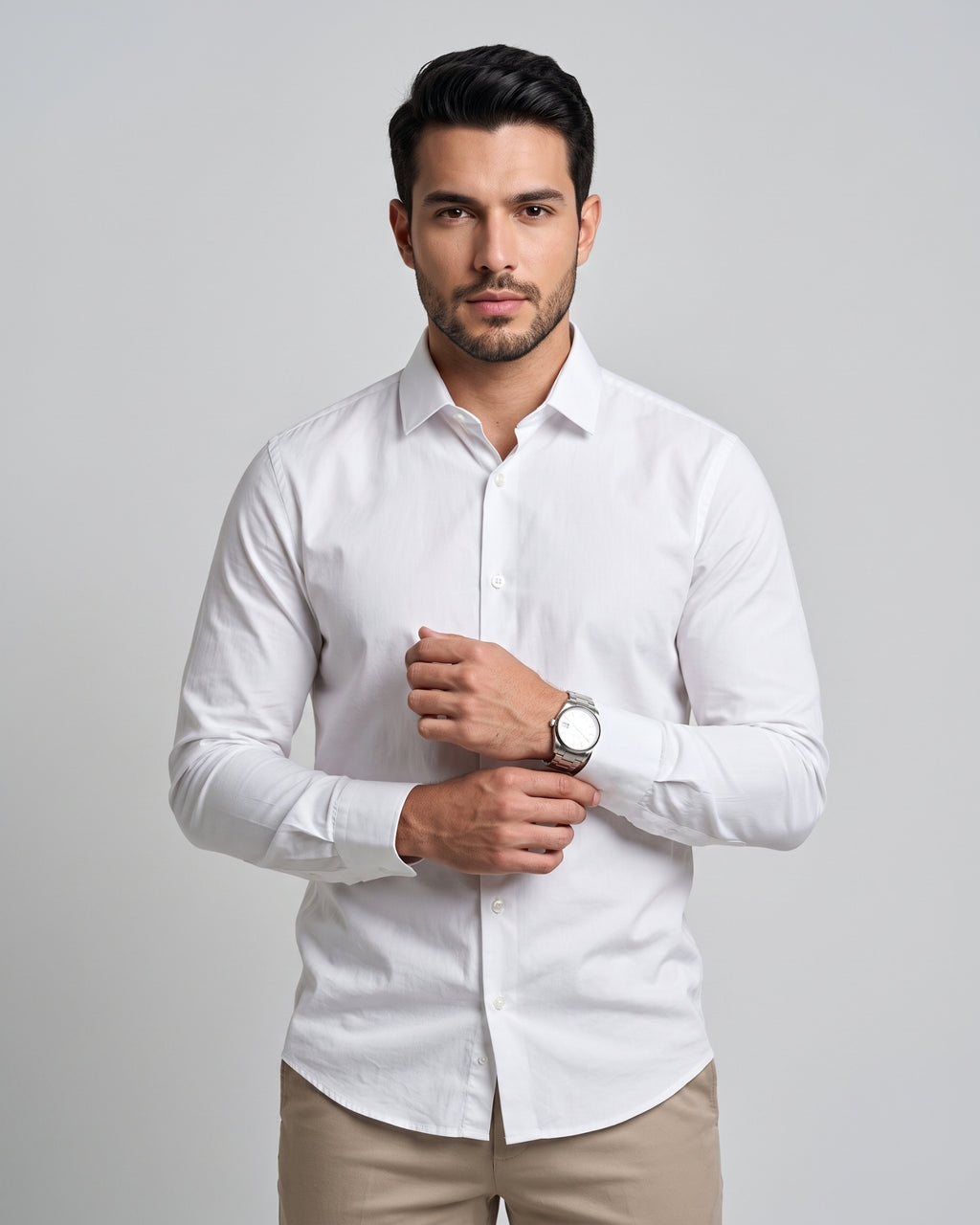The Bleu Label Cotton Full Sleeve Solid Shirt - WHITE