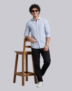 Full Sleeve Stripped Shirt - Sky Blue