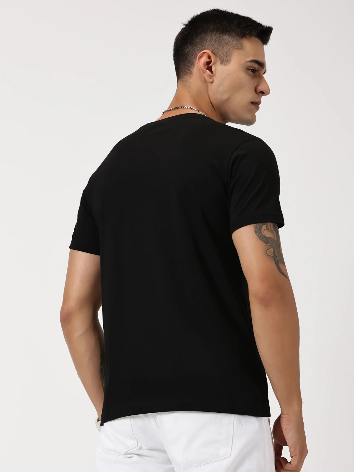 Men's Pack of 3 Rount Neck Cotton T-shirt - White, Black & Navy
