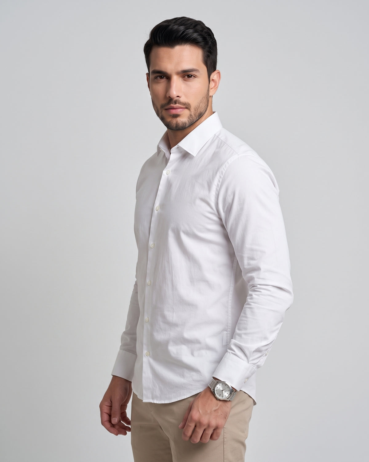 The Bleu Label Cotton Full Sleeve Solid Shirt - WHITE