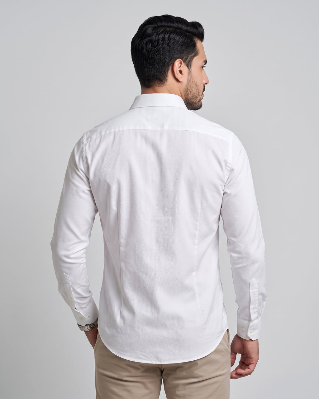 The Bleu Label Cotton Full Sleeve Solid Shirt - WHITE