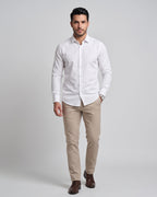 The Bleu Label Cotton Full Sleeve Solid Shirt - WHITE