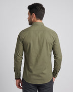 The Bleu Label Cotton Full Sleeve Solid Shirt - OLIVE