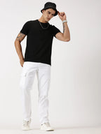 Men's Pack of 2 Round Neck Cotton T-Shirts, Black & Navy