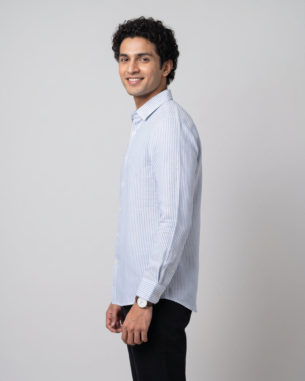 Full Sleeve Stripped Shirt - Sky Blue