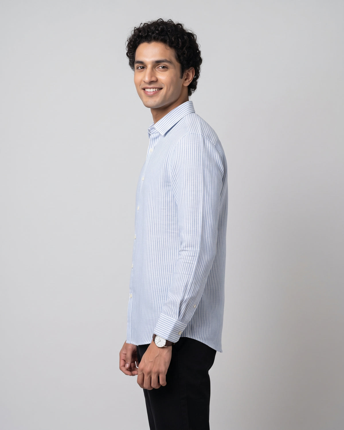 Full Sleeve Stripped Shirt - Sky Blue