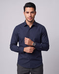 The Bleu Label Cotton Full Sleeve Solid Shirt - NAVY