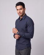 The Bleu Label Cotton Full Sleeve Solid Shirt - NAVY