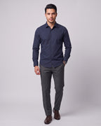 The Bleu Label Cotton Full Sleeve Solid Shirt - NAVY