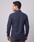 The Bleu Label Cotton Full Sleeve Solid Shirt - NAVY