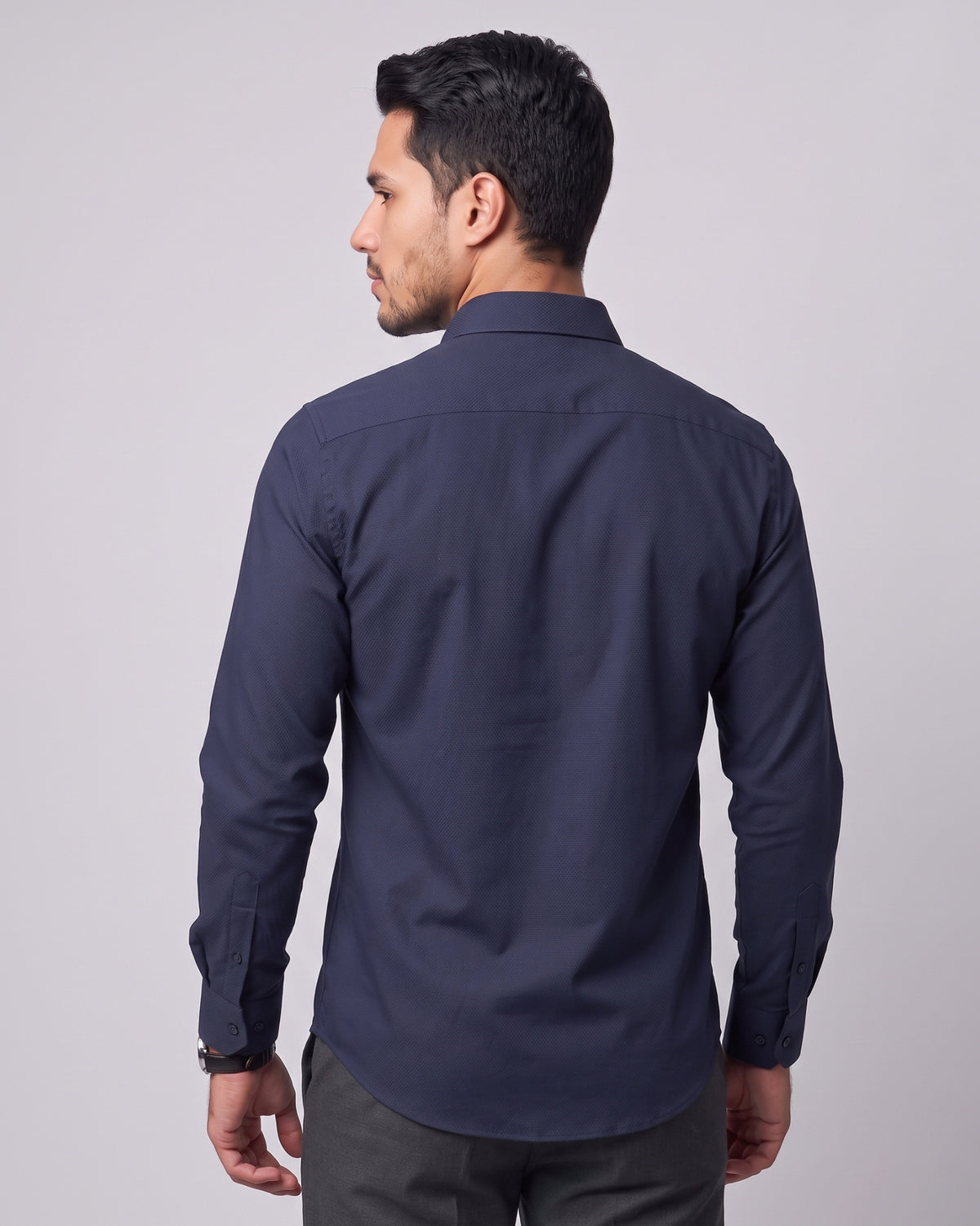 The Bleu Label Cotton Full Sleeve Solid Shirt - NAVY