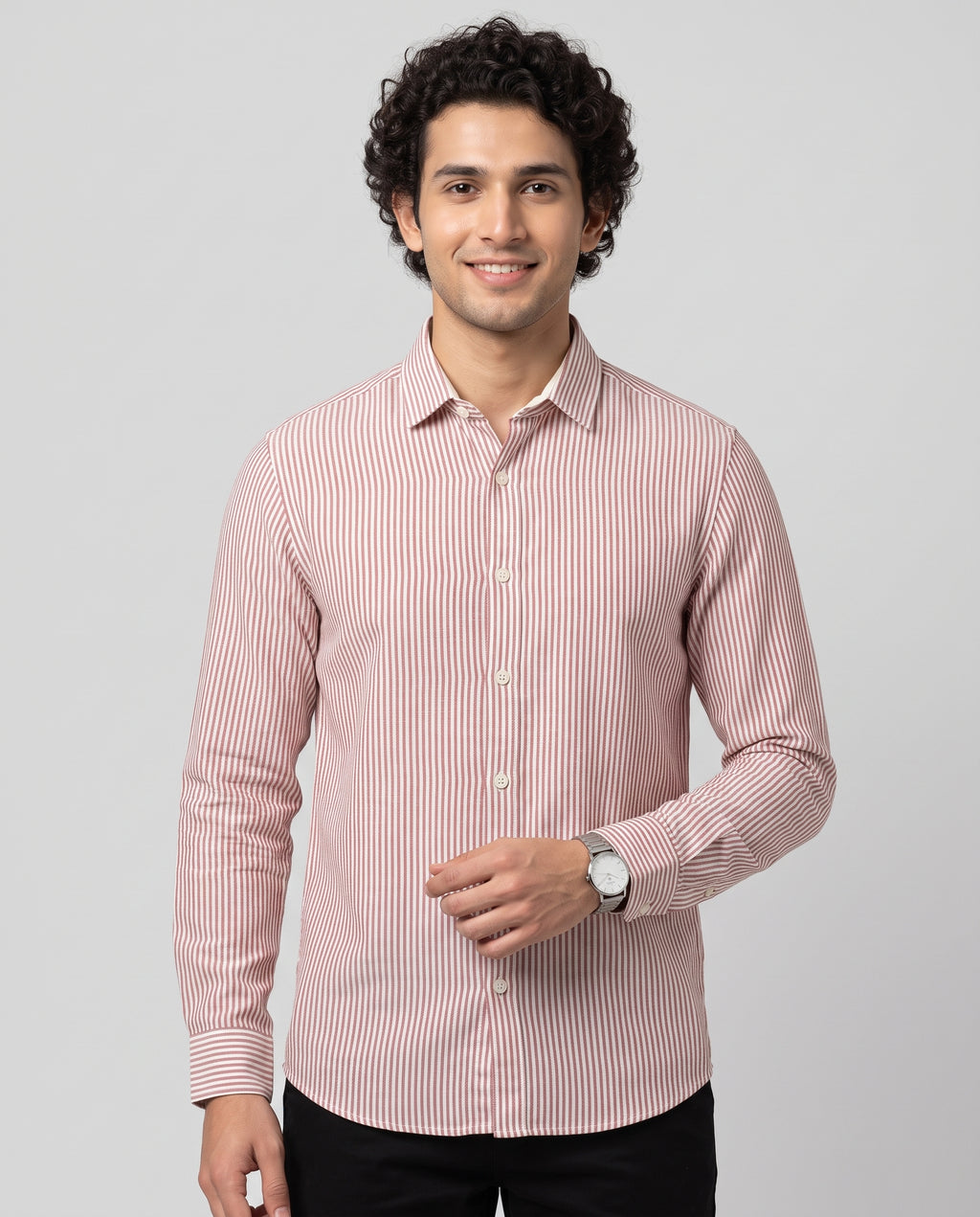 Full Sleeve Stripped Shirt - Red
