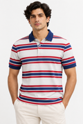 The Bleu Label Polo - All over Print Stripes White