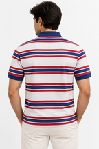 The Bleu Label Polo - All over Print Stripes White