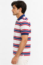 The Bleu Label Polo - All over Print Stripes White