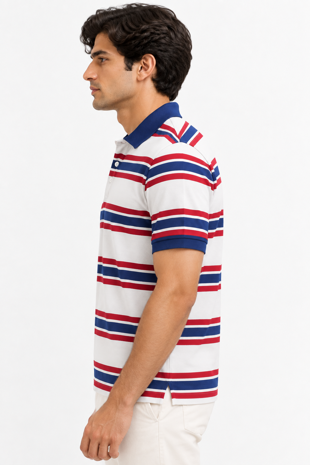 The Bleu Label Polo - All over Print Stripes White