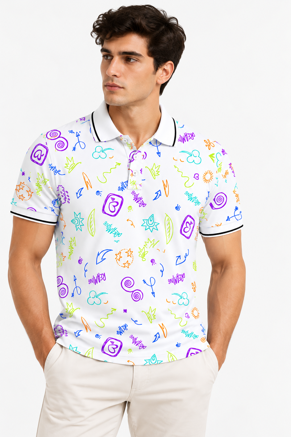 The Bleu Label Polo - All Over Print White
