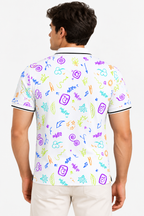 The Bleu Label Polo - All Over Print White
