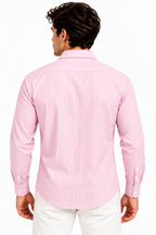 Full Sleeve Stripped Lenin Shirt - Pink