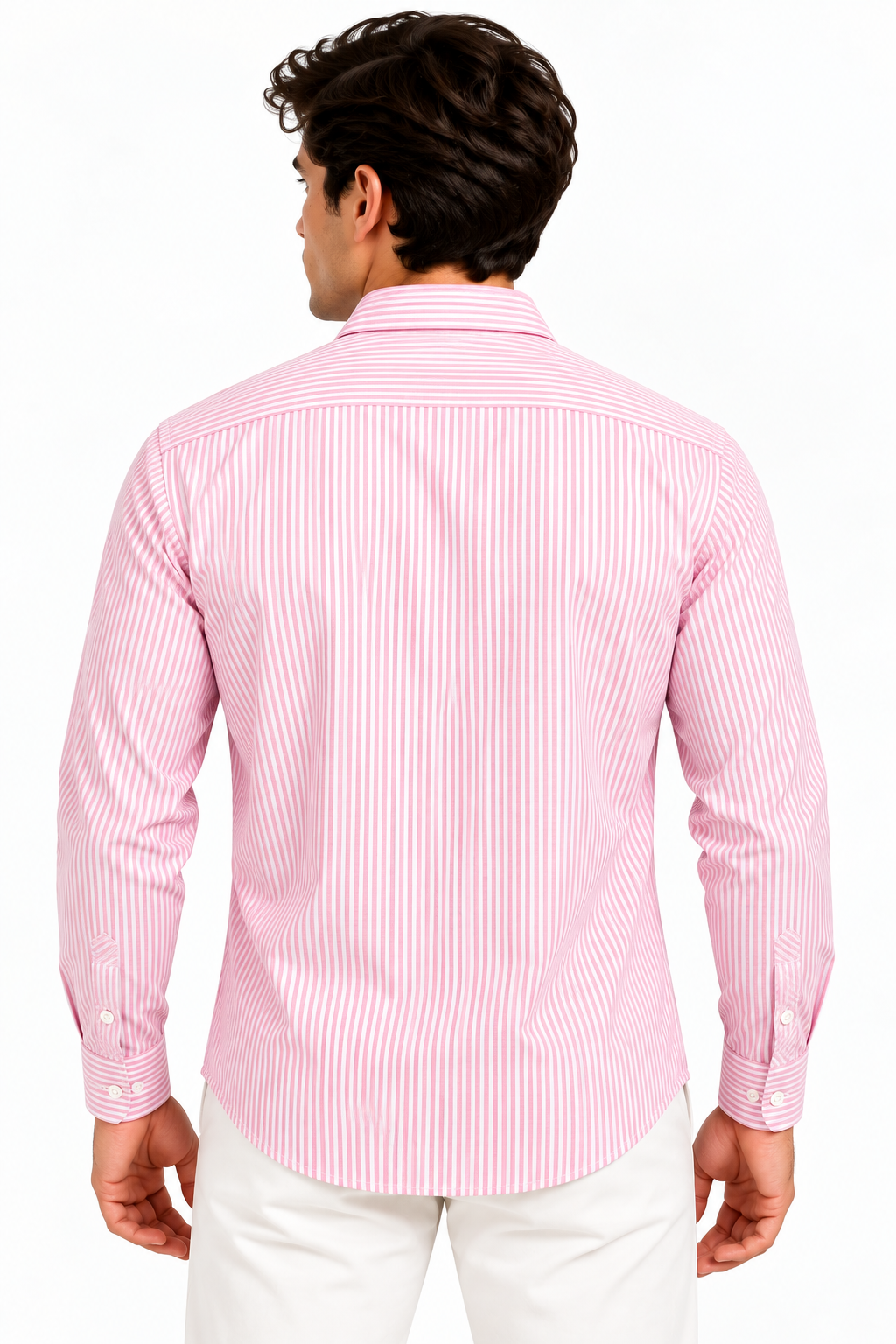 Full Sleeve Stripped Lenin Shirt - Pink