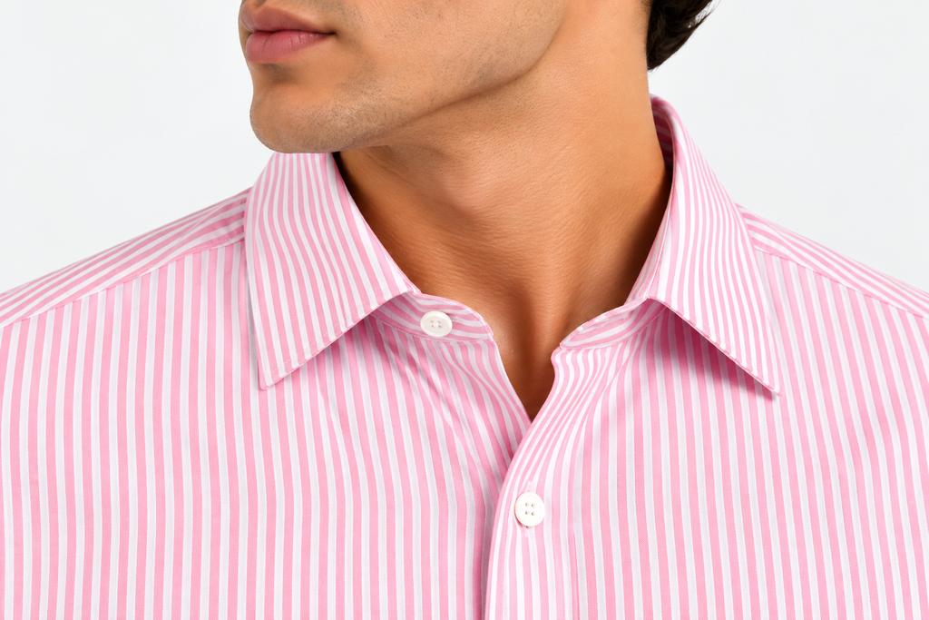 Full Sleeve Stripped Lenin Shirt - Pink