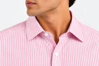 Full Sleeve Stripped Lenin Shirt - Pink