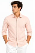 Full Sleeve Stripped Lenin Shirt - Orange