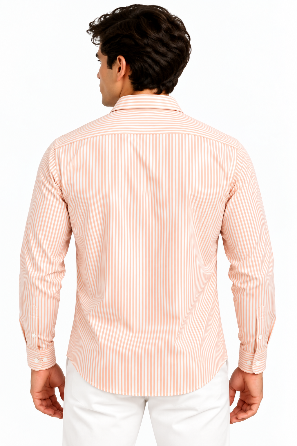 Full Sleeve Stripped Lenin Shirt - Orange