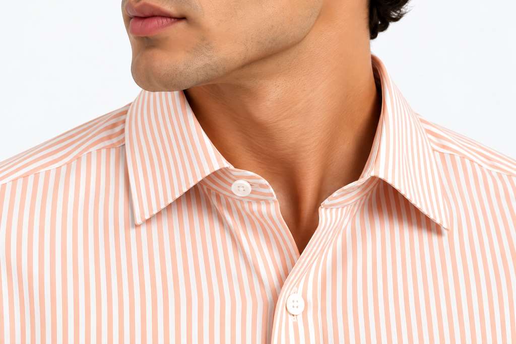 Full Sleeve Stripped Lenin Shirt - Orange