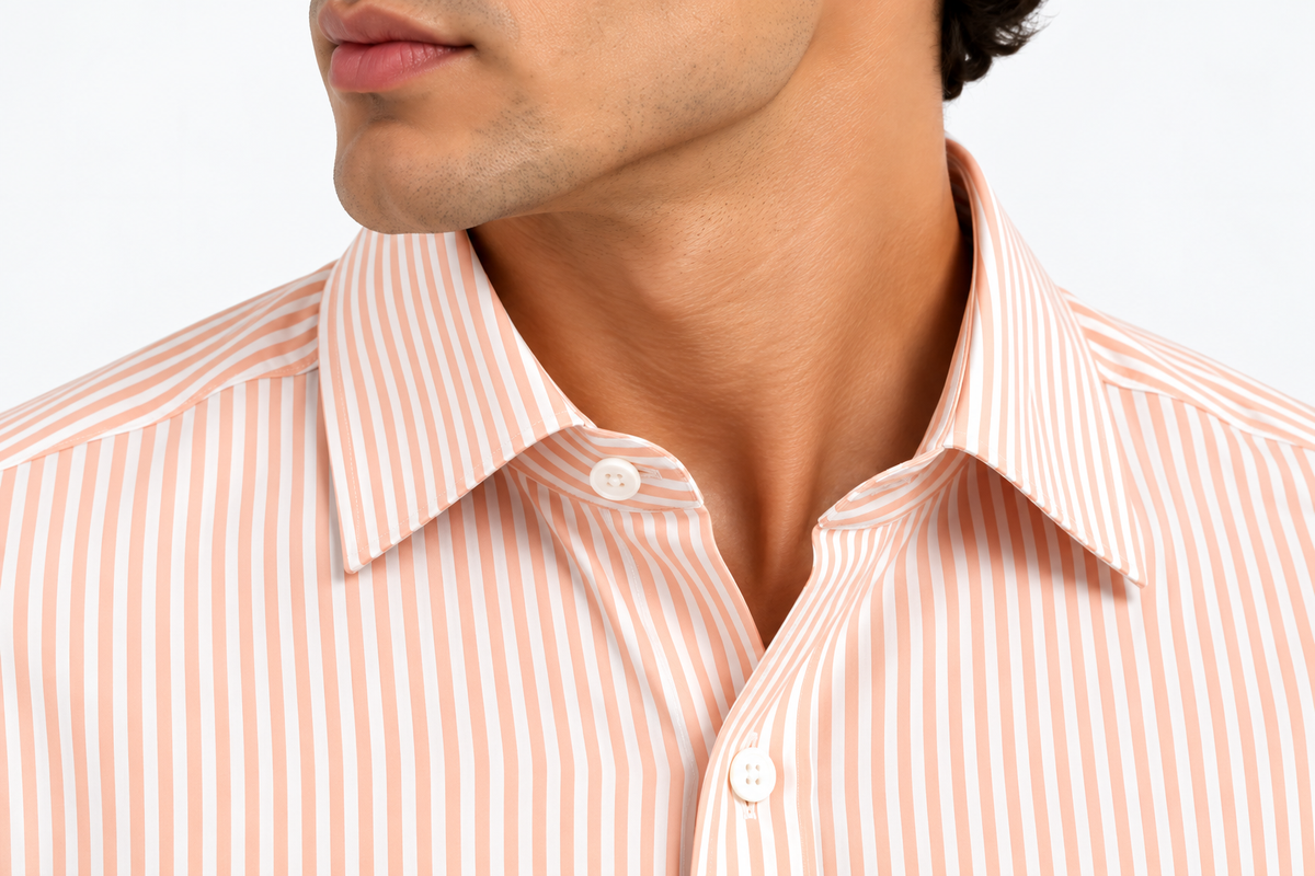 Full Sleeve Stripped Lenin Shirt - Orange