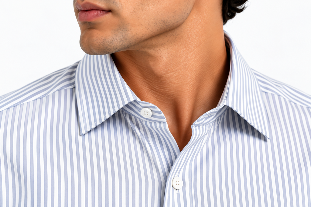 Full Sleeve Stripped Lenin Shirt - Navy