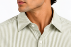 Full Sleeve Stripped Lenin Shirt - Green