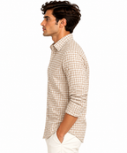 Full Sleeve Gingham Checkered Shirt - Beige