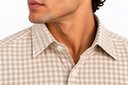 Full Sleeve Gingham Checkered Shirt - Beige