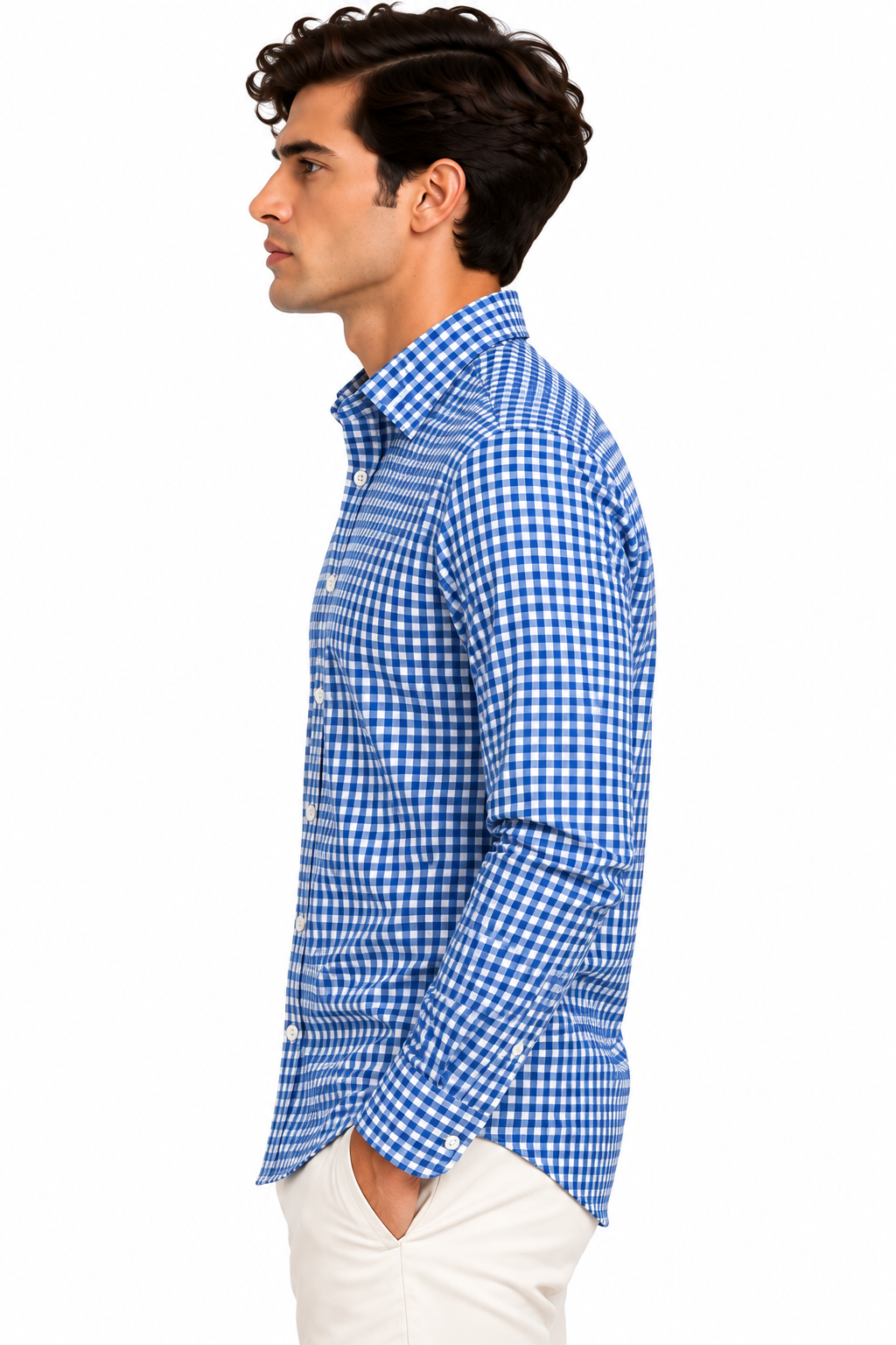 Full Sleeve Gingham Checkered Shirt - Blue