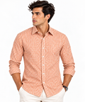 Full Sleeve Gingham Checkered Shirt - Orange
