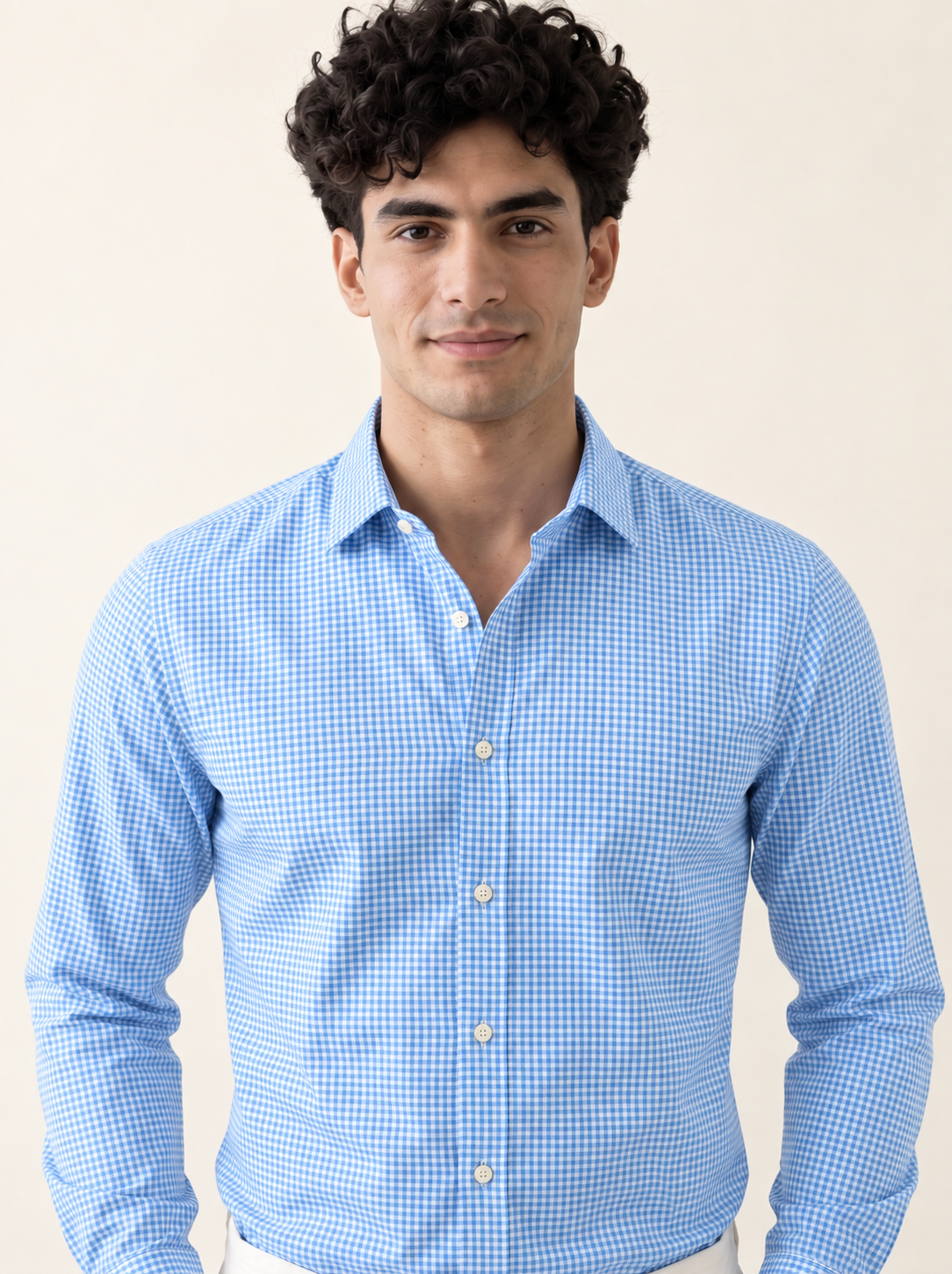 Full Sleeve Gingham Checkered Shirt - Sky Blue