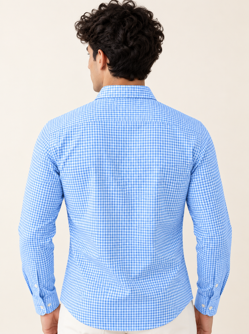 Full Sleeve Gingham Checkered Shirt - Sky Blue