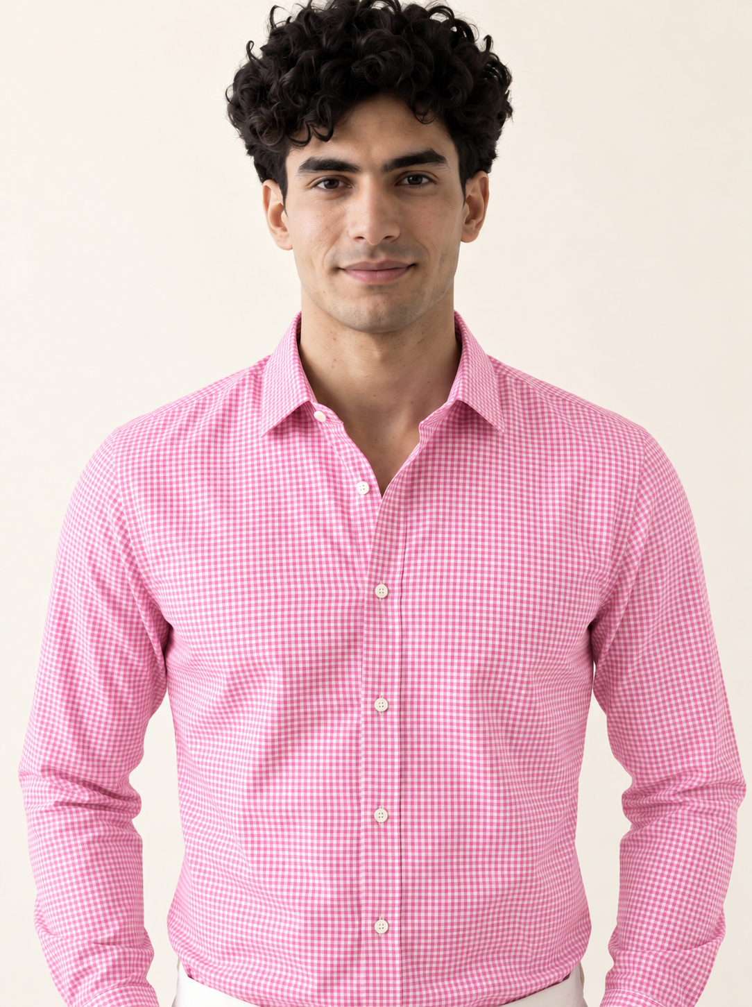 Full Sleeve Gingham Checkered Shirt - Pink