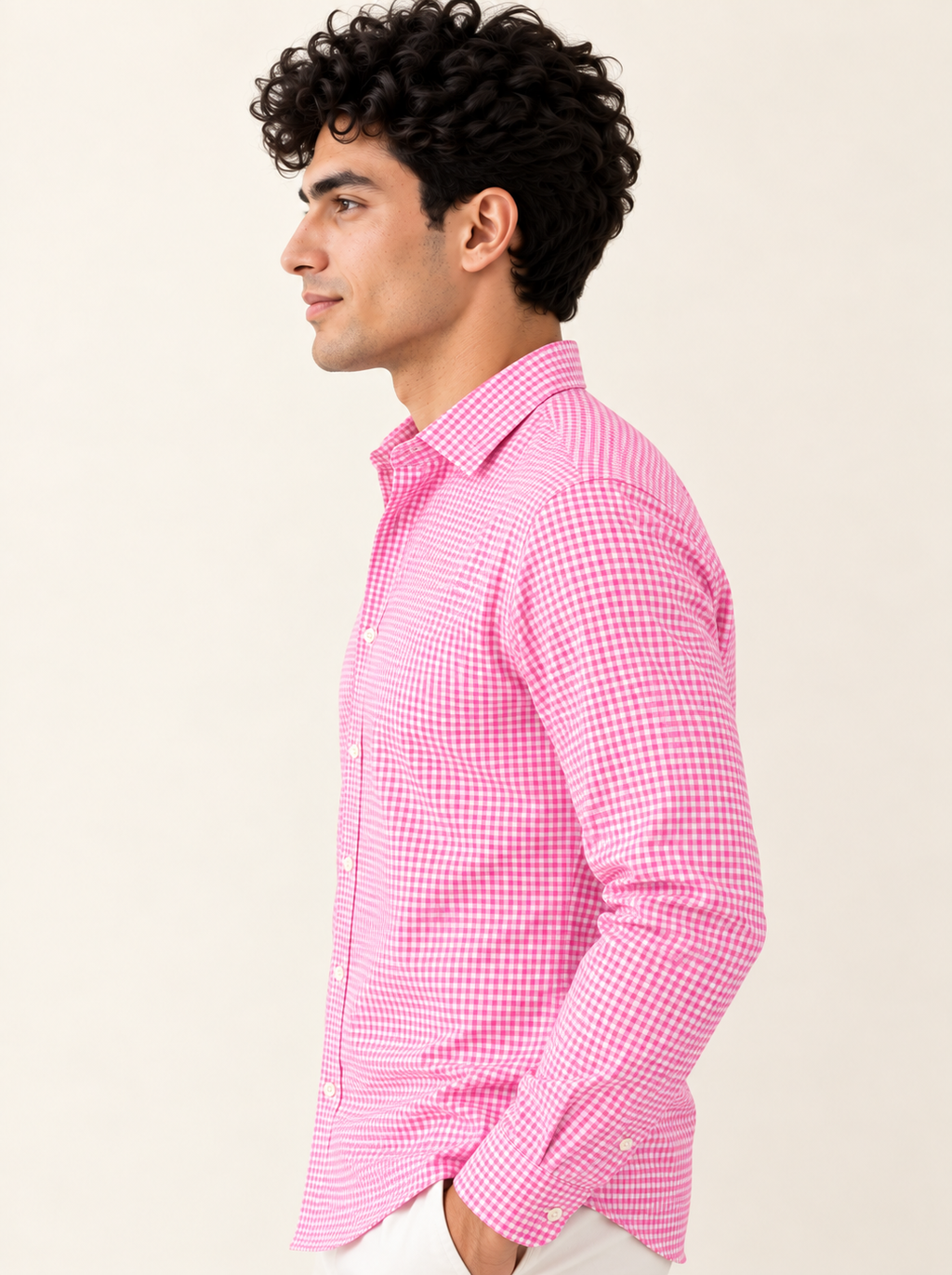Full Sleeve Gingham Checkered Shirt - Pink