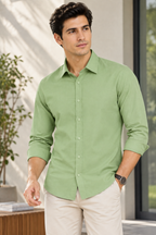 The Bleu Label Cotton Full Sleeve Solid Shirt - PISTA